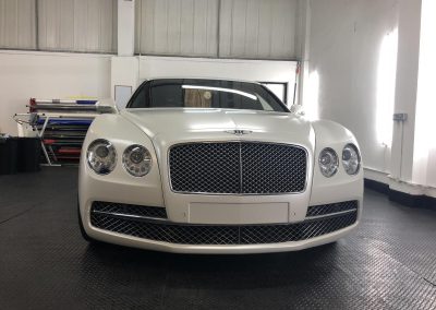 Bentley Flying Spur wrapped in Avery Satin Pearl White - Image 15