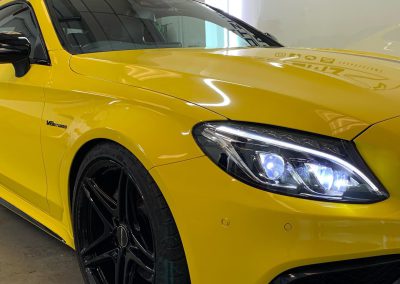 Mercedes C63 wrapped in Oracal Yellow - Image 06