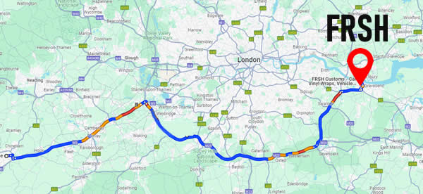 A map showing the route to Hampshire