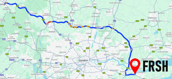 A map showing the route to Oxfordshire