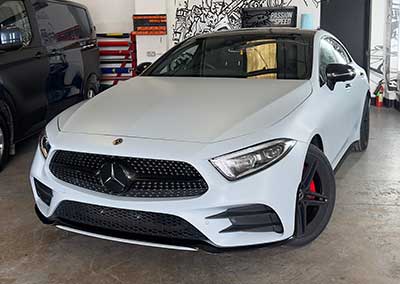 Mercedes CLS 500 wrapped in Millennium Oracal Grey